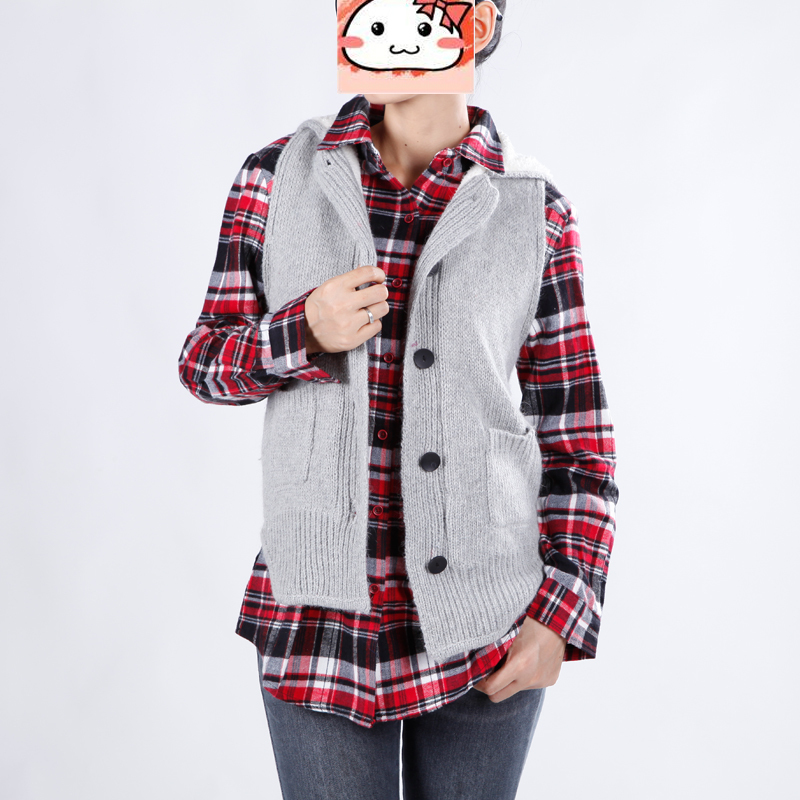 2012 vest cardigan pocket with a hood vest type thickening sweater outerwear vest