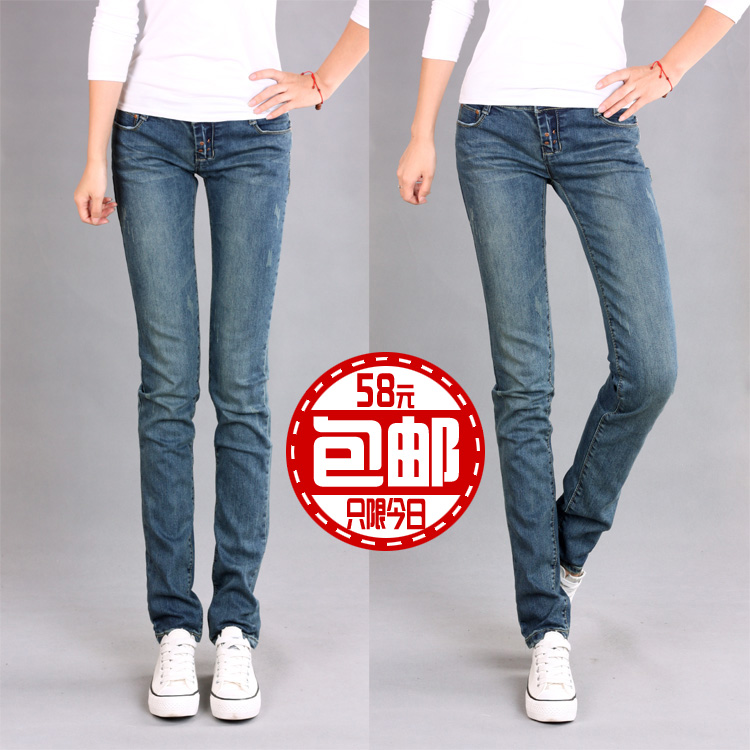 2012 vintage reminisced denim blue women's jeans skinny pants long trousers pencil pants 8035 NCMPGNN