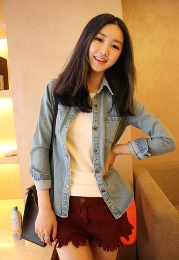 2012 vintage reminisced water wash hole shoulder pads denim outerwear