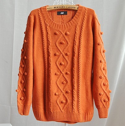 2012 vintage thick knitting o-neck twisted sweater pullover sweater outerwear sphere female