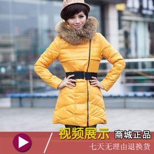 2012 vlsivery large female raccoon fur slim thickening with a hood medium-long down coat