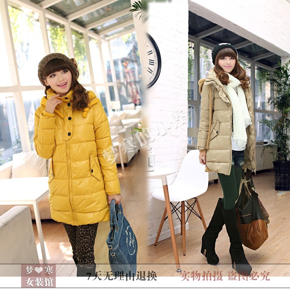 2012  wadded jacket cotton-padded coat thickening medium-long cotton-padded jacket fur collar slim overcoat free shipping