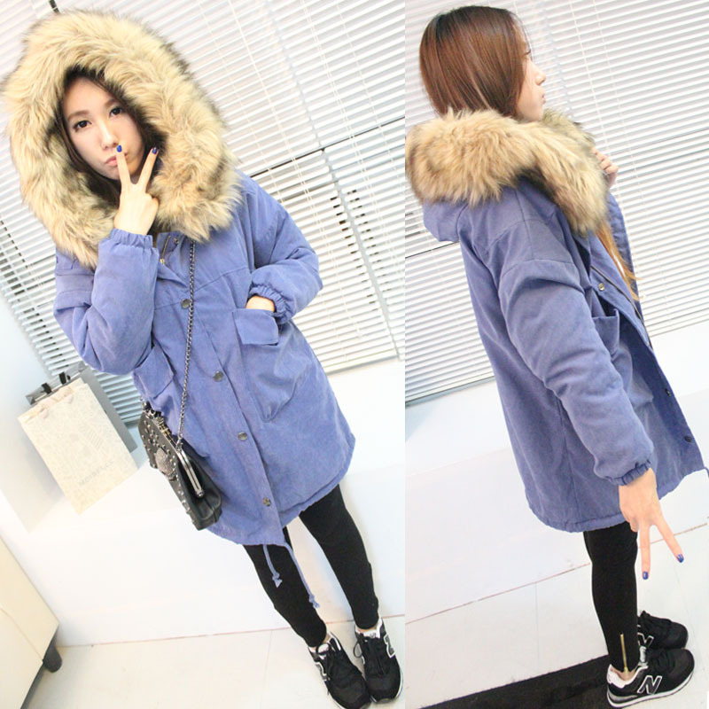 2012 warm large pocket with a hood outerwear wadded jacket cotton-padded jacket female