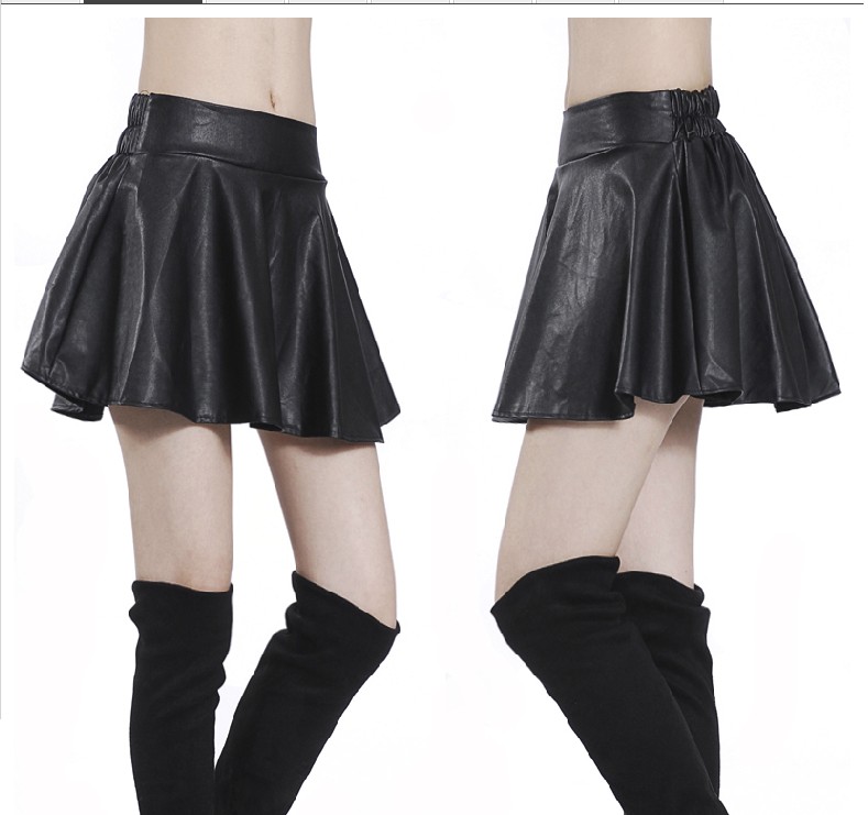 2012 water wash PU short skirt female plus size female puff skirt leather short skirt bust skirt