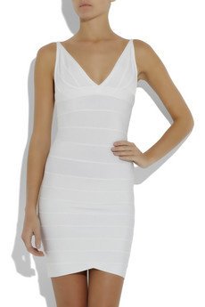 2012 white HL evening dress spaghetti strap bandage dress V-neck dress
