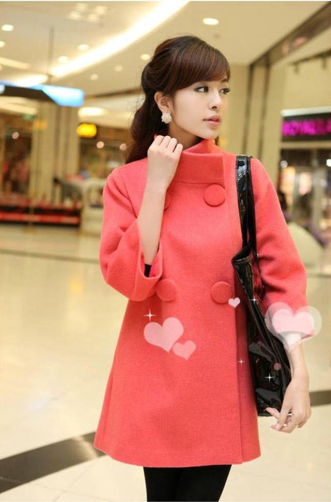 2012 white lady's cloak type LiLing double breasted big coat dress medium style wool tweed coat 10972
