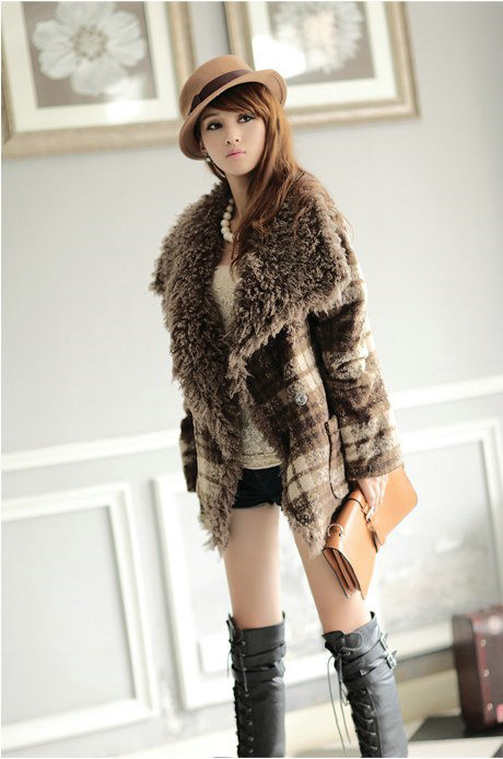 2012 white lady's new tartan material circle heavy hair took western style jacket 10933