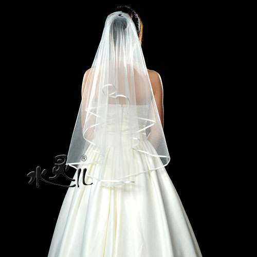 2012 white single tier simple hemming bridal veil white wedding dress princess formal dress s1072