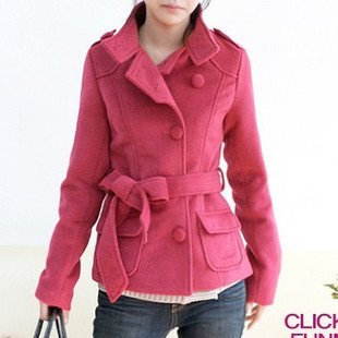 2012 Whoelsale Women wool coat Slim trench coat winter clothes Free shipping outerwear overcoat outdoor casual jacket