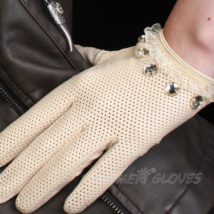 2012 wholesale Free Shipping Ladies' Goatskin fashion leather gloves