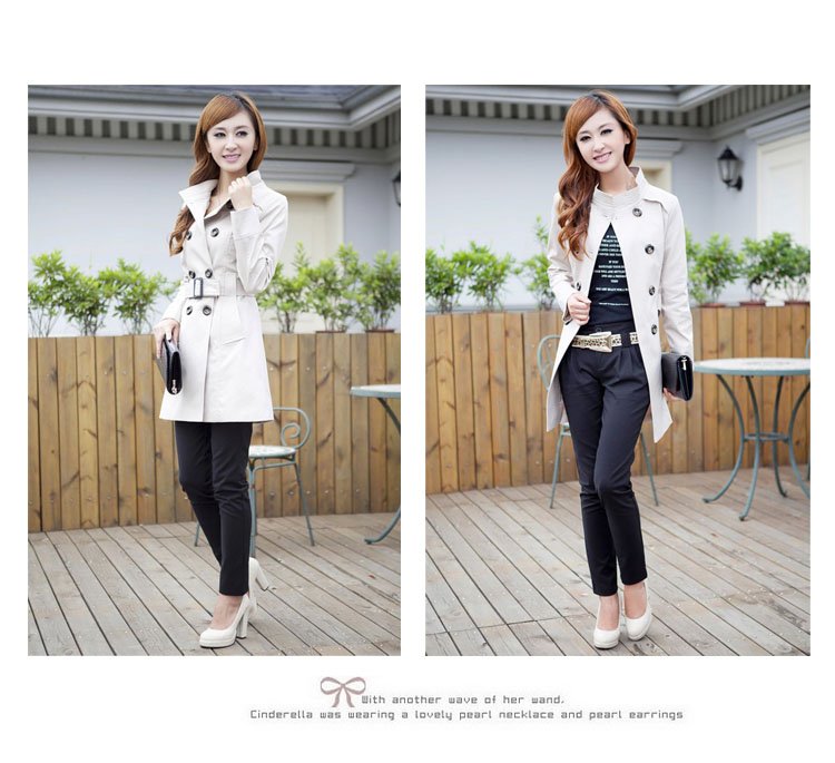 2012 wholesale free shipping New Women's Trench Coat Classic lady long overcoat turn-down collar#YSLD807