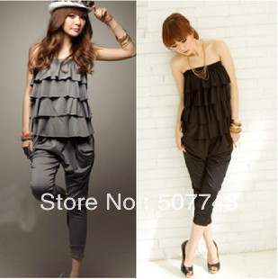 2012 Wholesale Lady's Halter Design Blouse Jumpsuit Women's jumpsuit overall Harem pants, Wrapped chest, Free shipping
