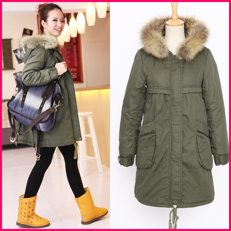 2012 winter Army Green thickening slim cotton-padded jacket wadded jacket women's medium-long tooling cotton-padded jacket
