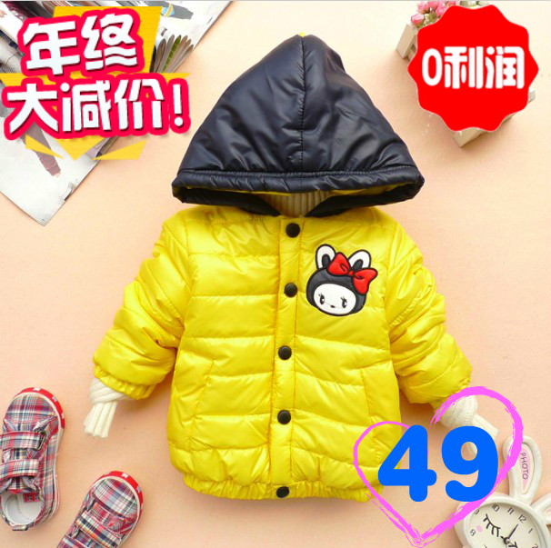 2012 winter baby clothes child small children's clothing thickening wadded jacket female child baby plus velvet thickening