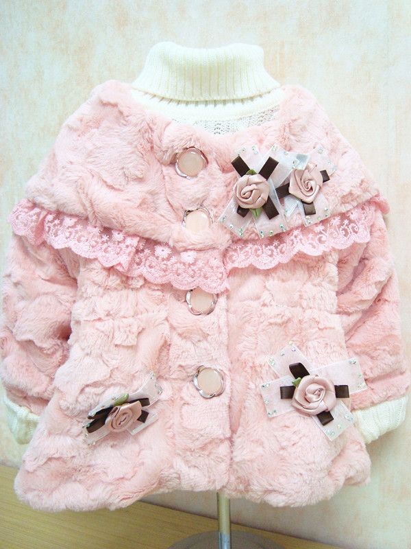 2012 winter baby girl child plush overcoat female child outerwear top child wool overcoat