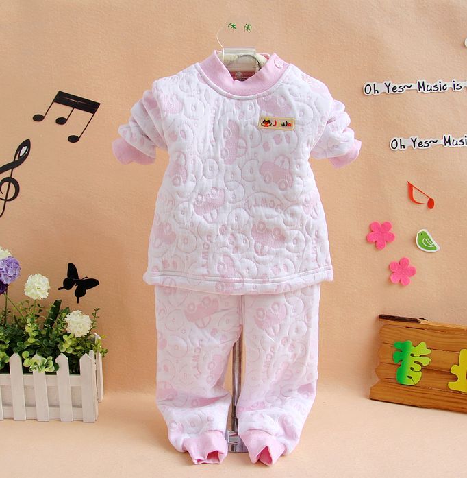2012 winter baby thickening computer jacquard thermal underwear set child derlook casual wear