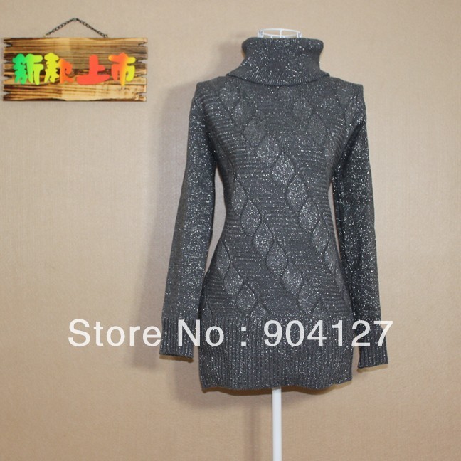 2012 winter beautilful hotsale  women's gold medium-long basic knitted sweater free shipping