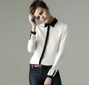 2012  winter brand  Shirts zar*  dot  long sleeve patchwork shirt casual dress women blouses