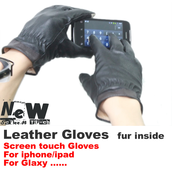 2012 winter capacitance screen leather gloves
