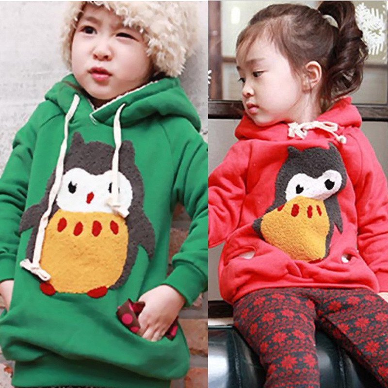2012 winter cartoon embroidery penguin thickening hooded sweatshirt male female child outerwear children's clothing