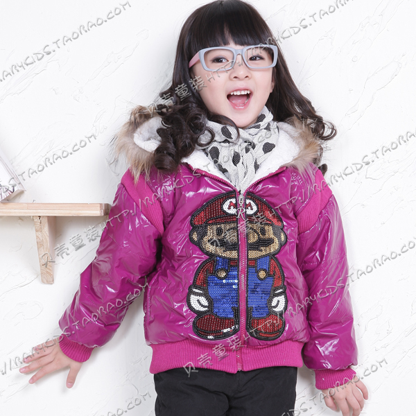 2012 winter cartoon paillette girls clothing baby cotton-padded jacket wadded jacket wt-0414