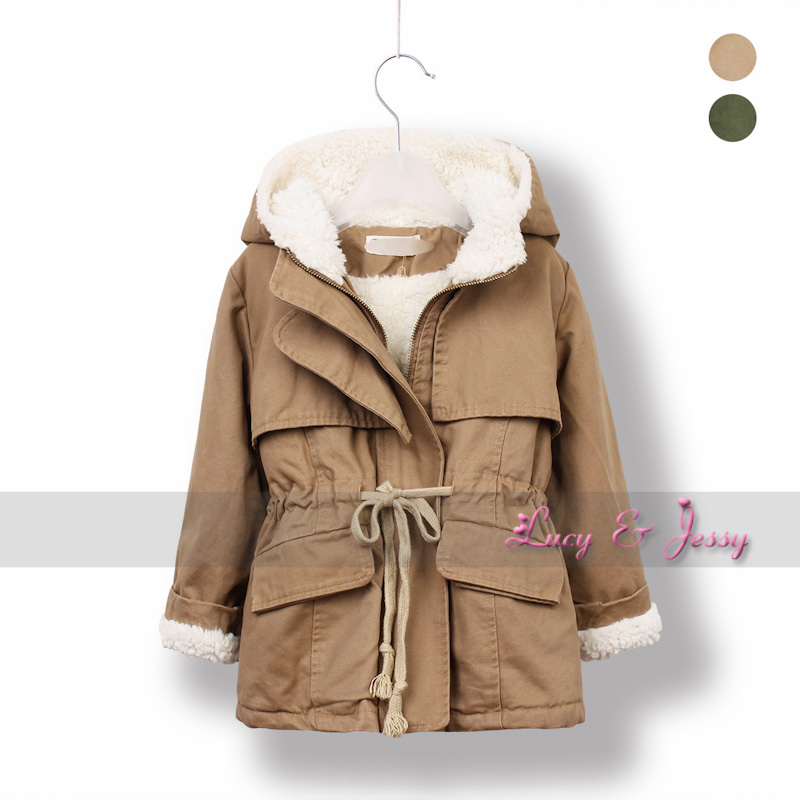 2012 winter child baby girls clothing 100% cotton berber fleece thickening plus velvet trench overcoat thick outerwear