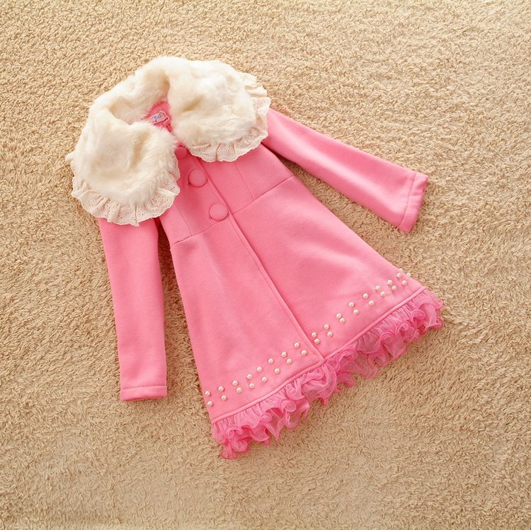 2012 winter child baby girls clothing long sleeve outerwear length trench overcoat wadded jacket cotton-padded jacket