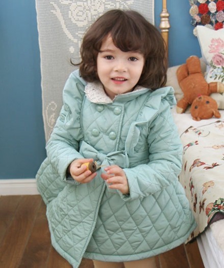 2012 winter child baby girls clothing wadded jacket cotton-padded jacket outerwear pressure cell thickening double breasted