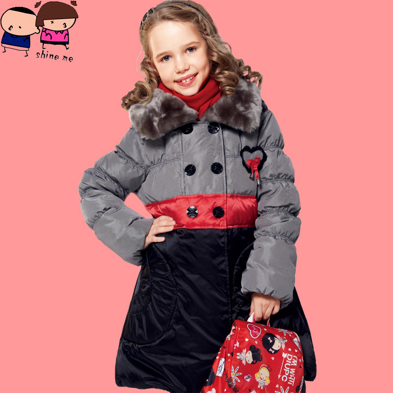2012 winter child down coat female child outdoor down jacket, girl's long overcoat, free shipping