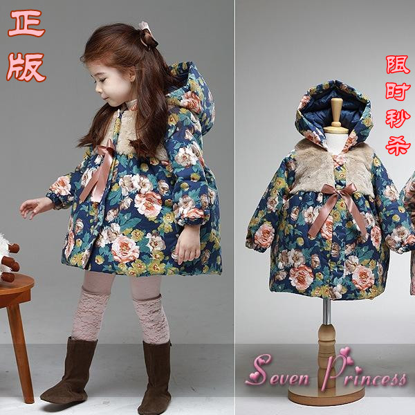 2012 winter child female child baby princess wadded jacket outerwear cotton-padded jacket cotton-padded jacket