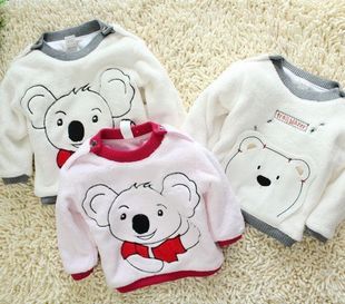 2012 winter child male child female child thickening pullover infant coral fleece pullover