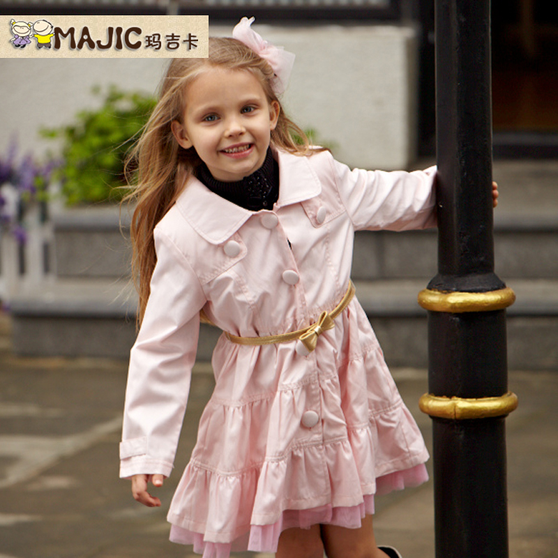 2012 winter children's clothing cotton-padded jacket child down trench female child down outerwear 1057