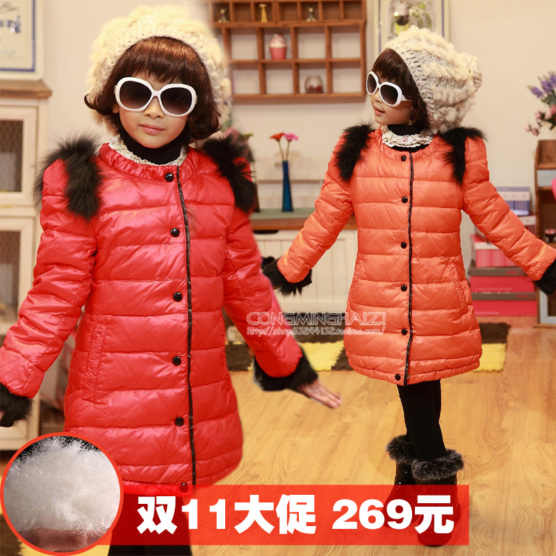 2012 winter children's clothing down liner family fashion long design child outerwear female child down coat female 8168
