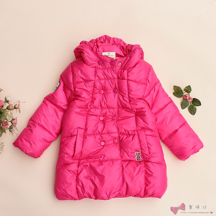 2012 winter children's clothing female child long design cotton-padded jacket medium-large child outerwear cotton-padded jacket