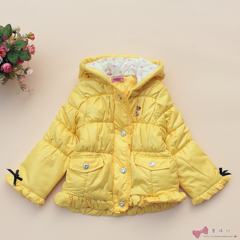 2012 winter children's clothing female child rain silk wadded jacket baby cotton-padded jacket child cotton-padded jacket
