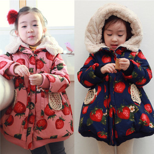 2012 winter children's clothing female child sweet thickening cotton-padded jacket child wadded jacket outerwear overcoat