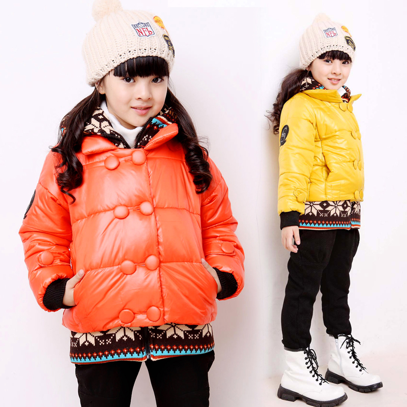 2012 winter children's clothing female child wadded jacket thickening cotton-padded jacket faux two piece child cotton-padded