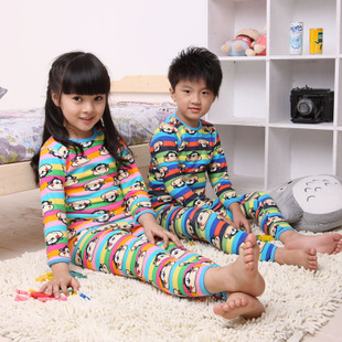 2012 winter children's clothing male child female child plus velvet thermal underwear set small child baby lounge sleepwear