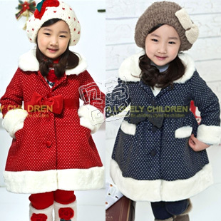 2012 winter christmas dot girls clothing baby cotton-padded jacket wadded jacket outerwear wt-0776 free shipping