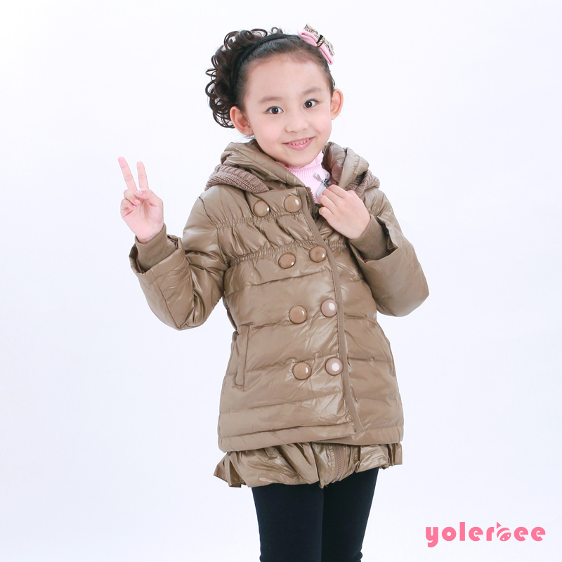 2012 winter clothing double breasted zipper medium-long female child hooded down coat outerwear
