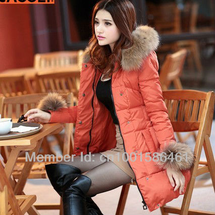 2012 winter clothing new bright surface upset high-end large raccoon collars PI cao female money down jacket medium style