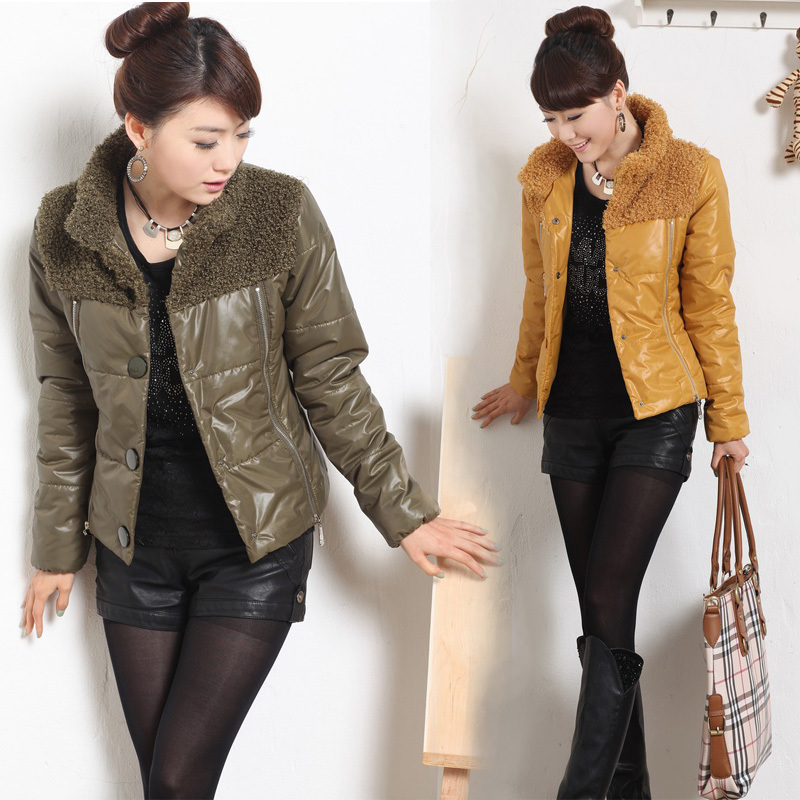 2012 winter cotton overcoat women's cotton-padded coat wadded jacket female slim stand collar cotton-padded jacket trench