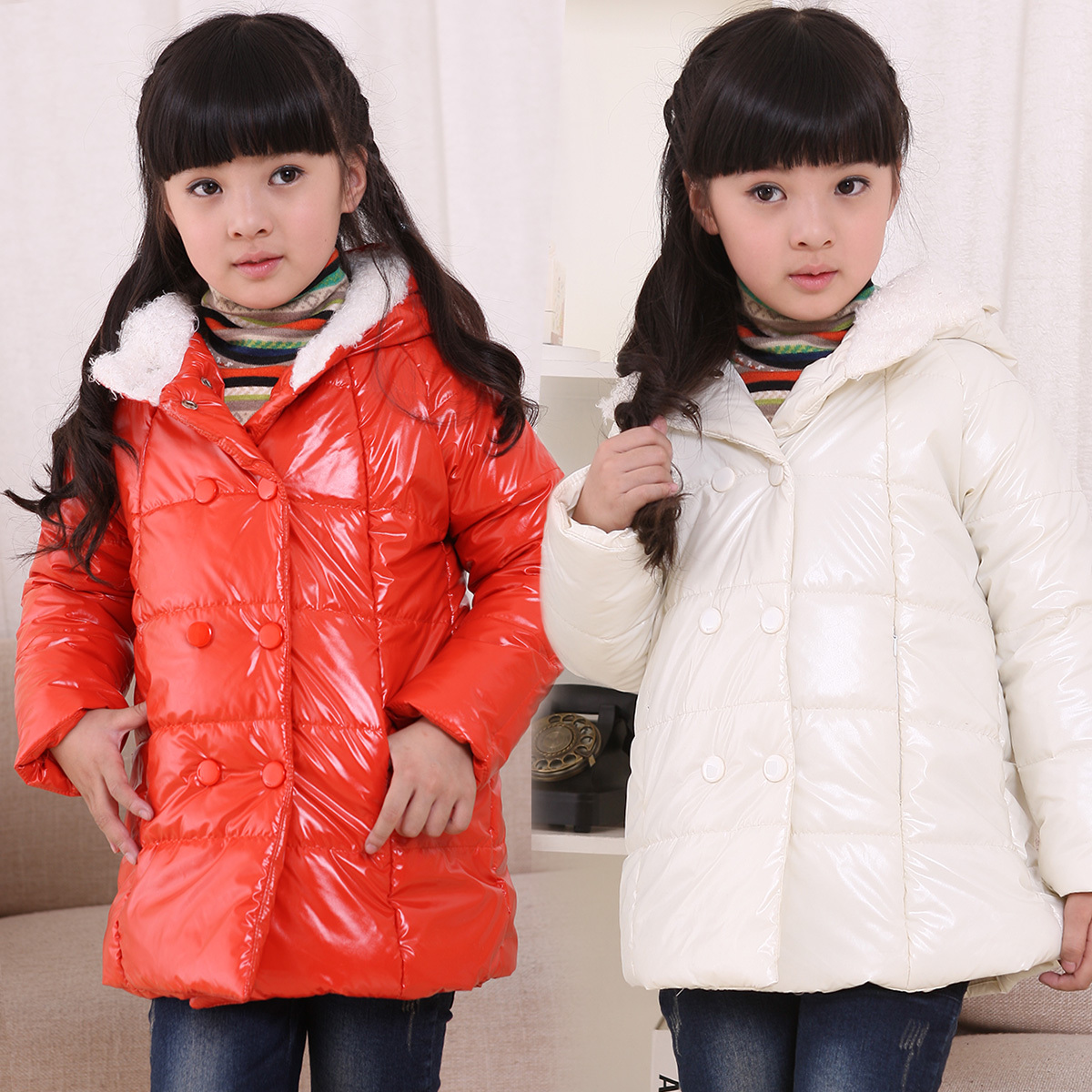 2012 winter double breasted girls clothing baby with a hood cotton-padded jacket wadded jacket wt-0957