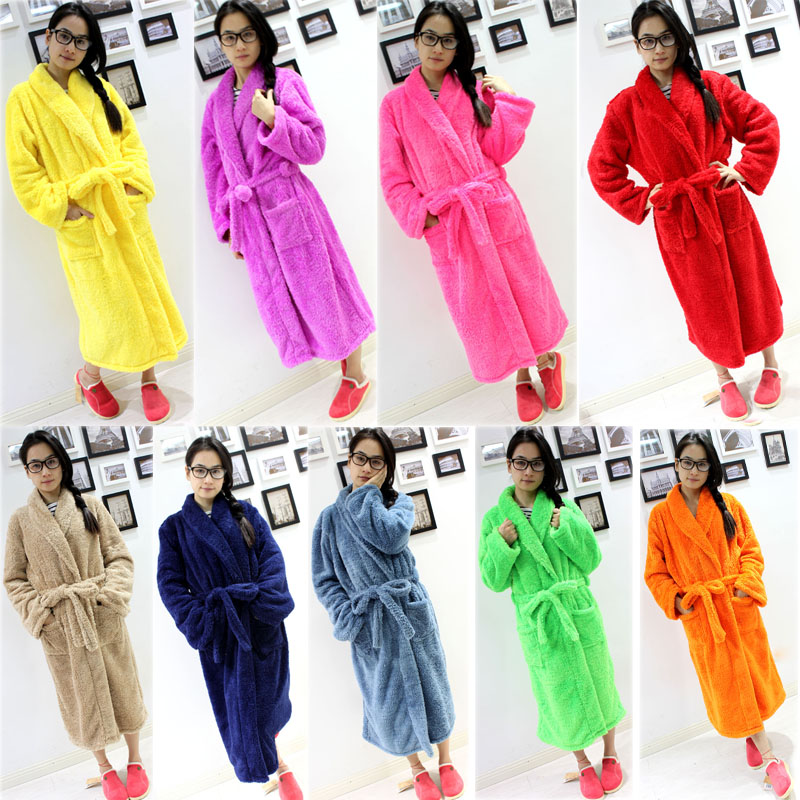 2012 winter double faced velvet plush thickening thermal coral fleece robe bathrobes lovers lounge