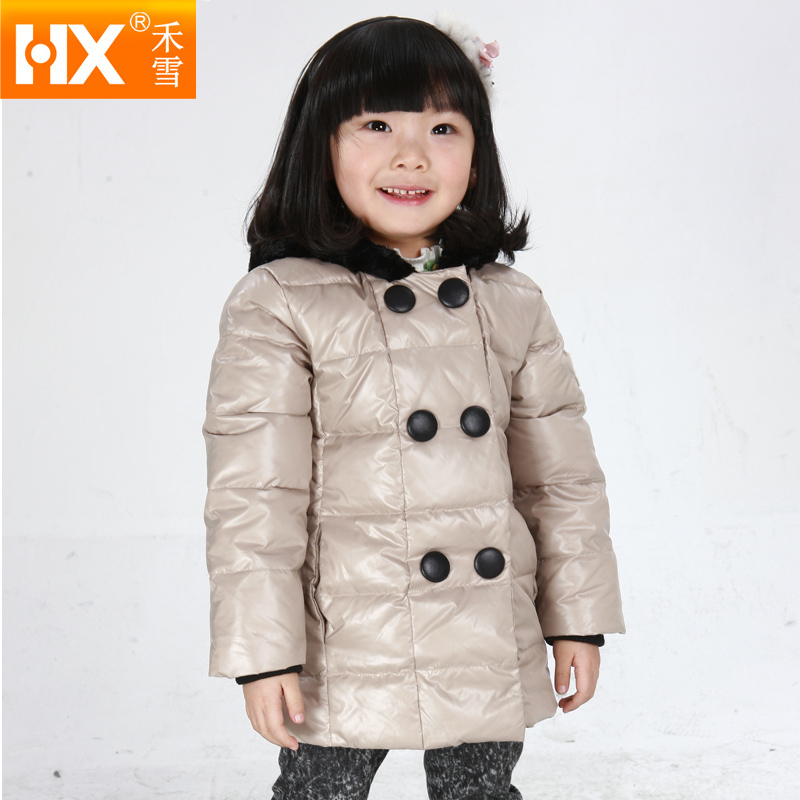 2012 winter down coat female children thermal knitted hat down coat baby thickening down coat