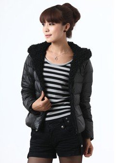 2012 winter down coat female fashion candy color short design bear with a hood