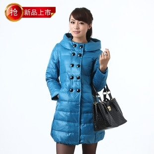 2012 winter down coat female fashion medium-long double breasted casual with a hood