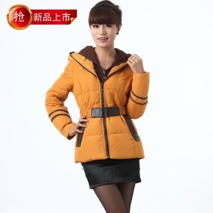 2012 winter down coat female fashion short design slim waist with a hood