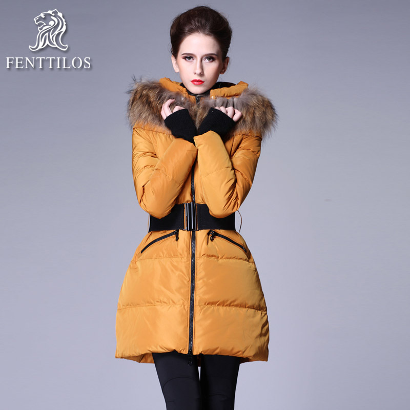2012 winter down coat female large fur collar medium-long outerwear raccoon fur slim thickening ft304