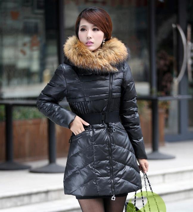 2012 Winter down coat female medium-long luxury large fur collar thickening hot-selling 4~colors size:S/M/L/XL/XXL